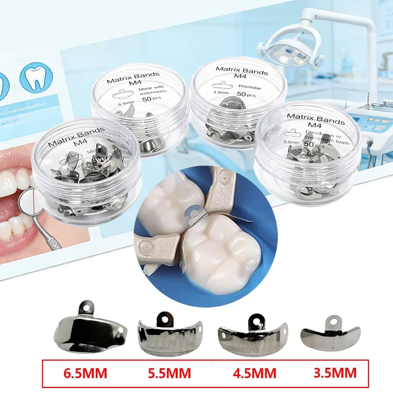 

Dental Matrix Bands Strong Elasticity Thin Contoured Metal Sectional For Posterior Tooth Restoration Filling Tool