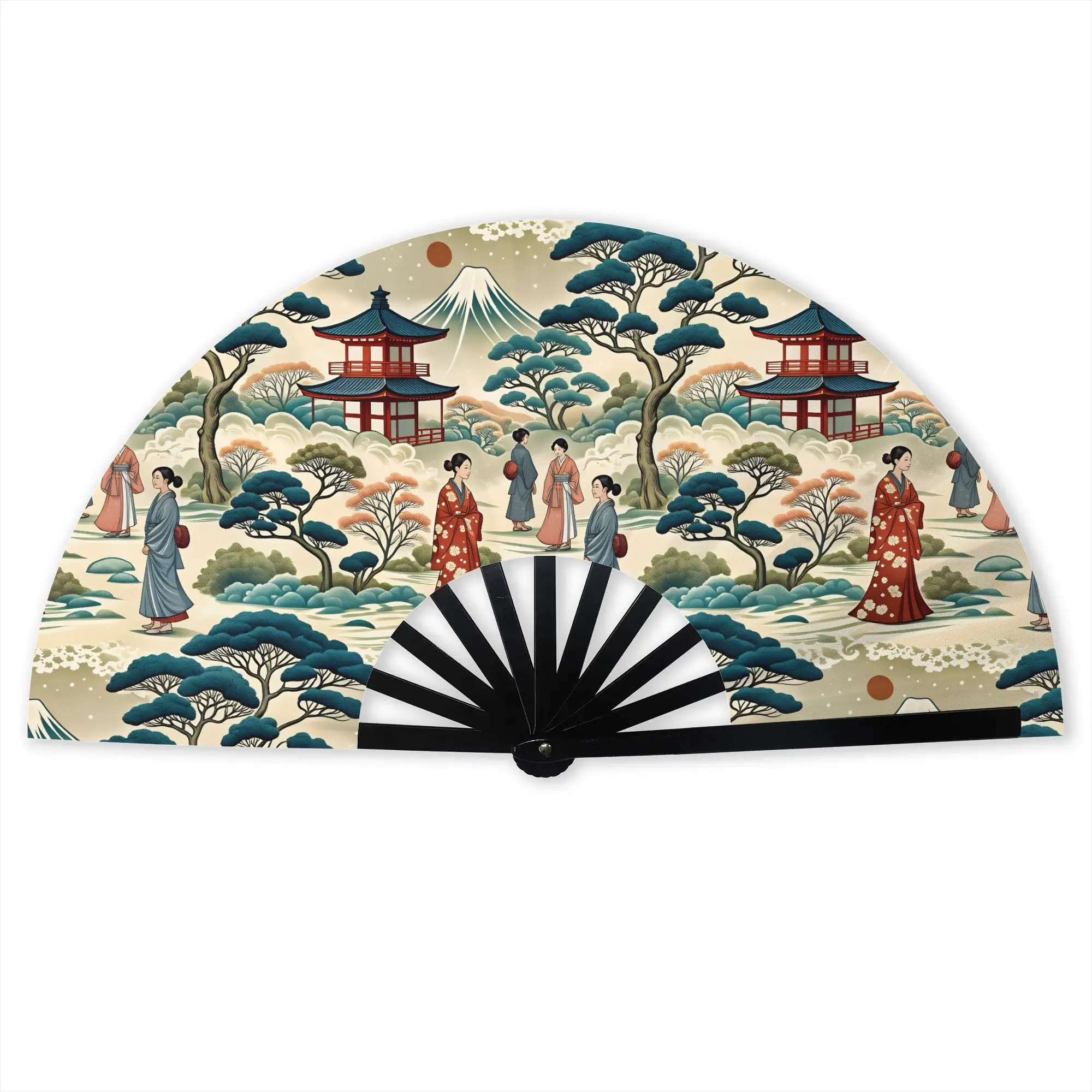 Kimono Worn Effect Japan Ukiyoe Art Hand Fan Promotional Gift Event Souvenir  Durable Folding Fans Novelty Bulk Pack Fan