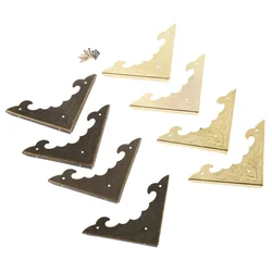 4Pcs Antique Bronze/Gold Decorative Corner Bracket Jewelry Wood Box Feet Corner Protector Guard Furniture Hardware with Nails