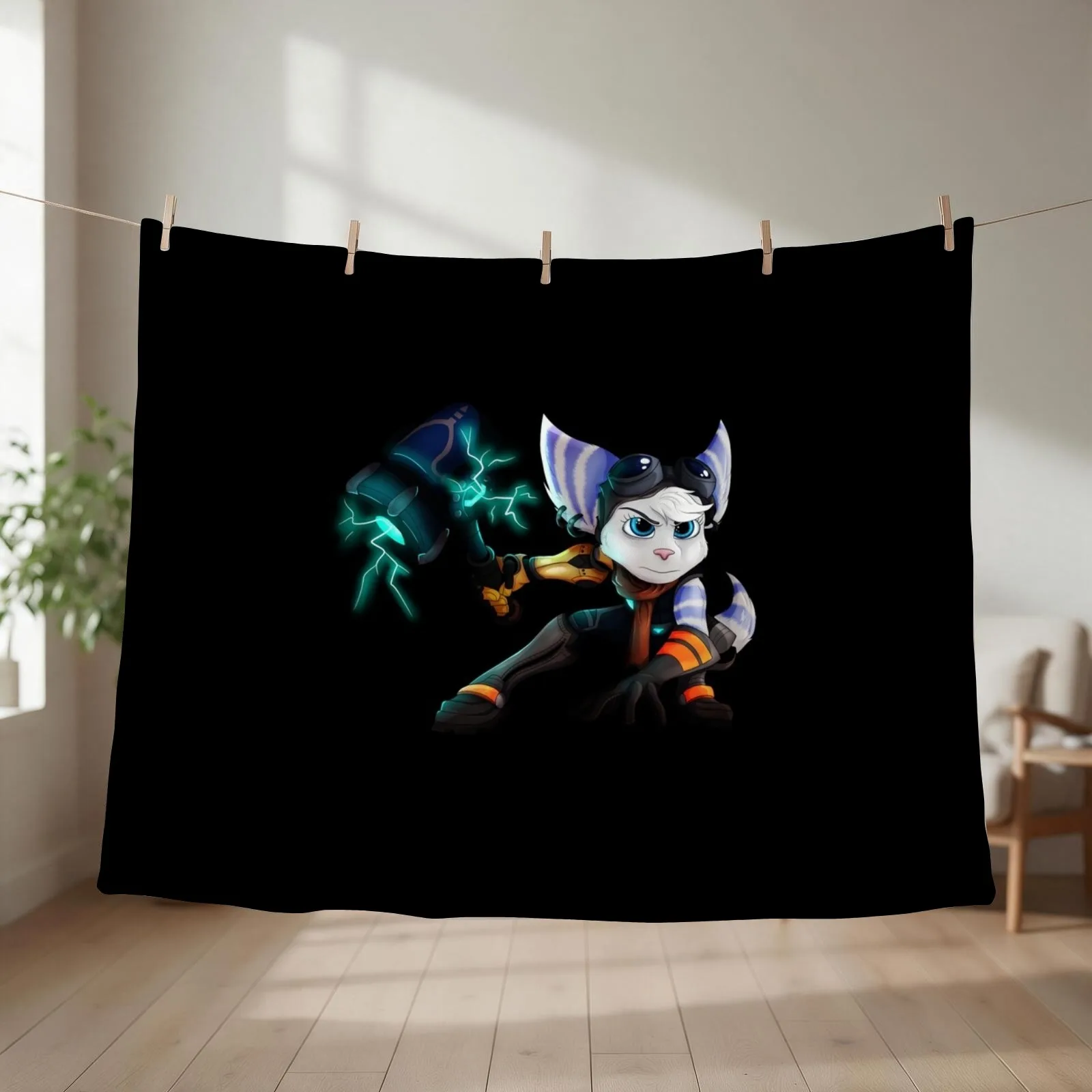 Rivet, Lombax Girl - Rift Apart Throw Blanket couch cozy soft plush fuzzy picnic outdoor blanket
