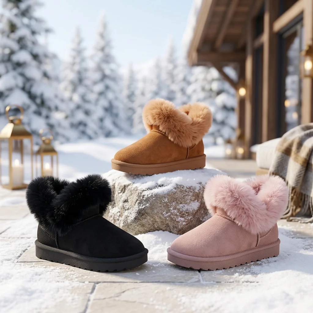 Winter Girls Snow Boots Faux Fur Flat Sole Durable Warmth Keeping Kids Babies Fashionable Casual Sheepskin Boots