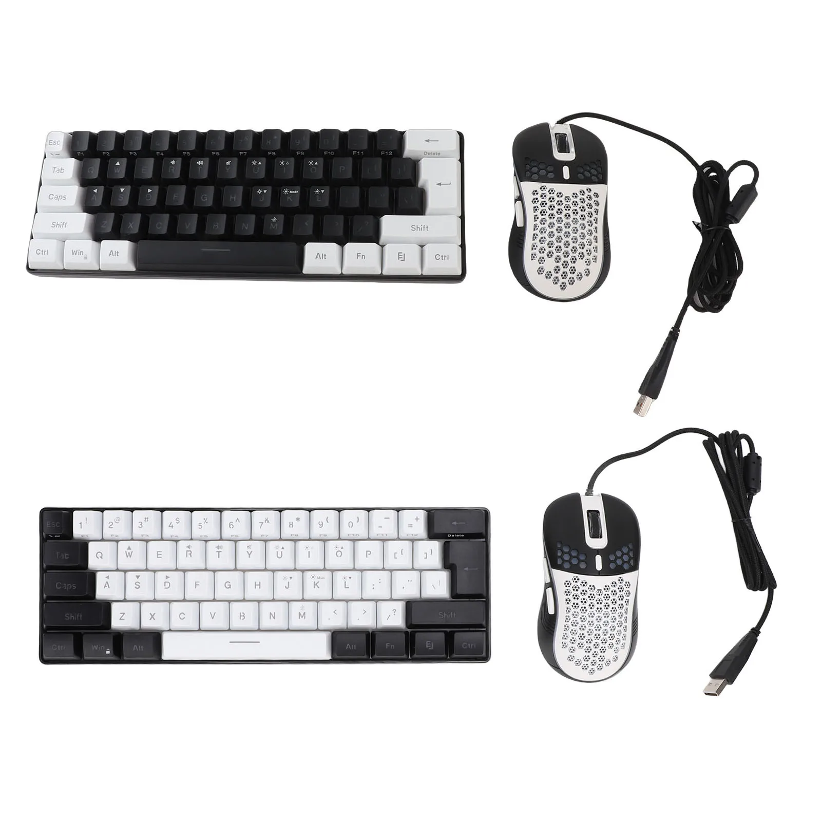 61 Key RGB Illuminated Keyboard with Mouse RGB Multi Color LED Backlit Wired Gaming Keyboard for Tablet Laptop