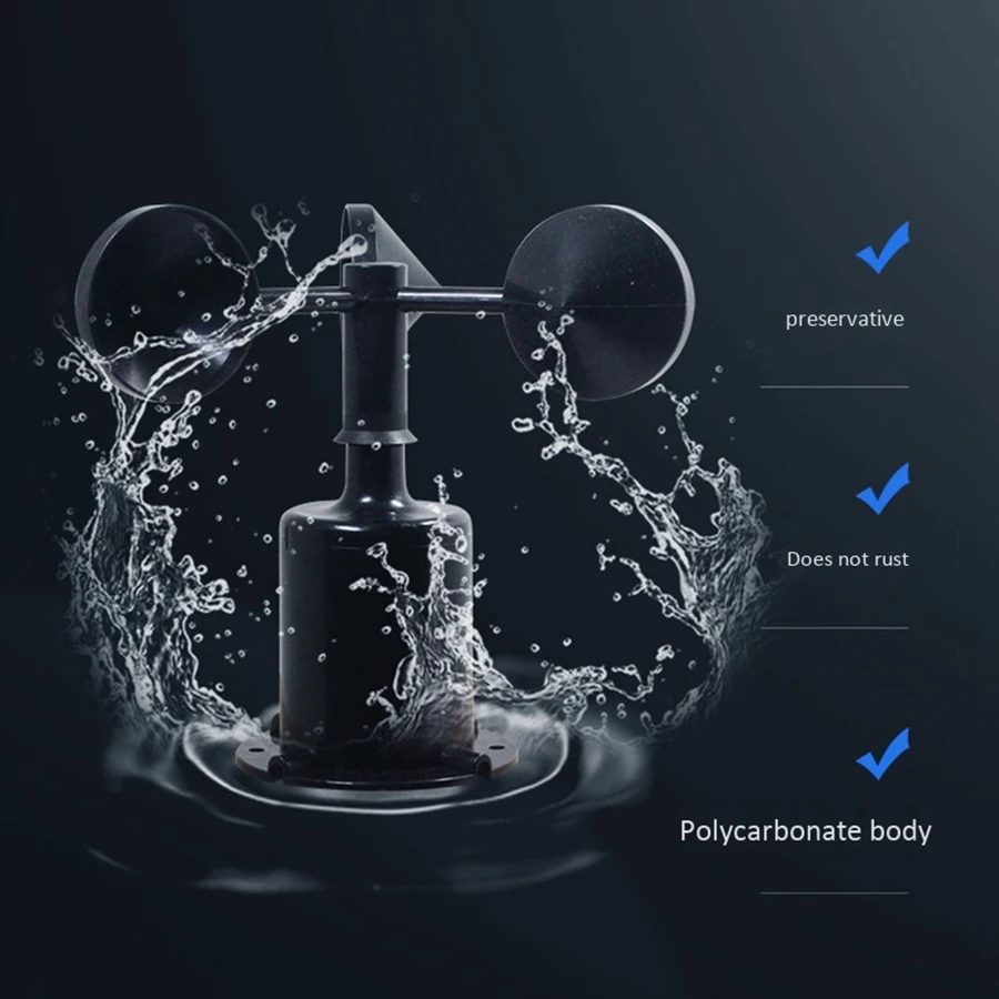 0-70M/S Sensore di Velocità del Vento Segnale Ambientale Uscita Tipo di Impulso Tre Tazze Sensore di Velocità del Vento Anemometro DC5-30V ZJY