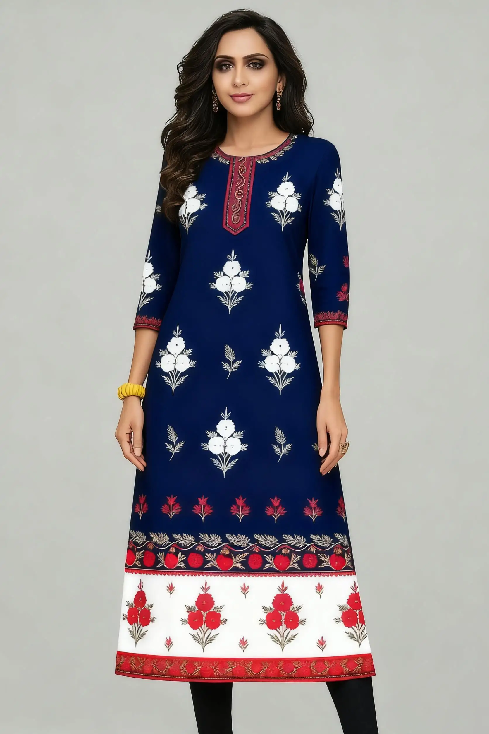 

Мусульманские цветы Курта, женская мода, удобные прямые повседневные платья в национальном стиле в этническом стиле, Vestidos с разрезом по подолу Abito Donna