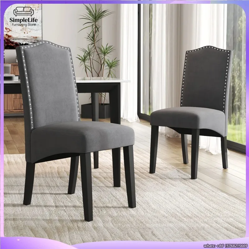 

2 Pack Grey Velvet Dining Chairs with High Back and Rubberwood Legs for Dining Room Kitchen Bedroom Home Use Modern
