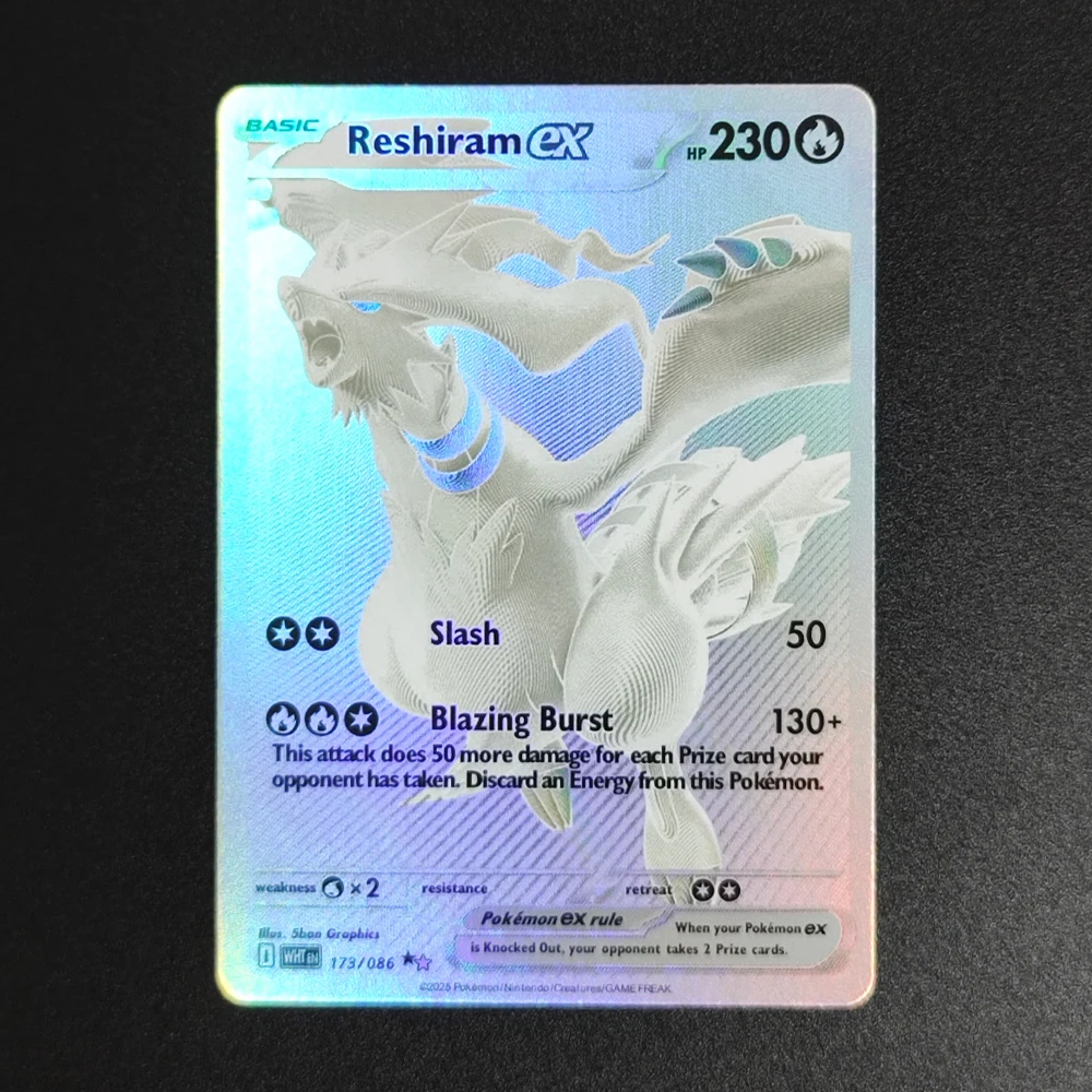 لعبة بطاقات التداول Proxy Pokemon - White Flare WHT Black Bolt BLK Reshiram Zekrom EX Victini Seismitoad Collection English Edit