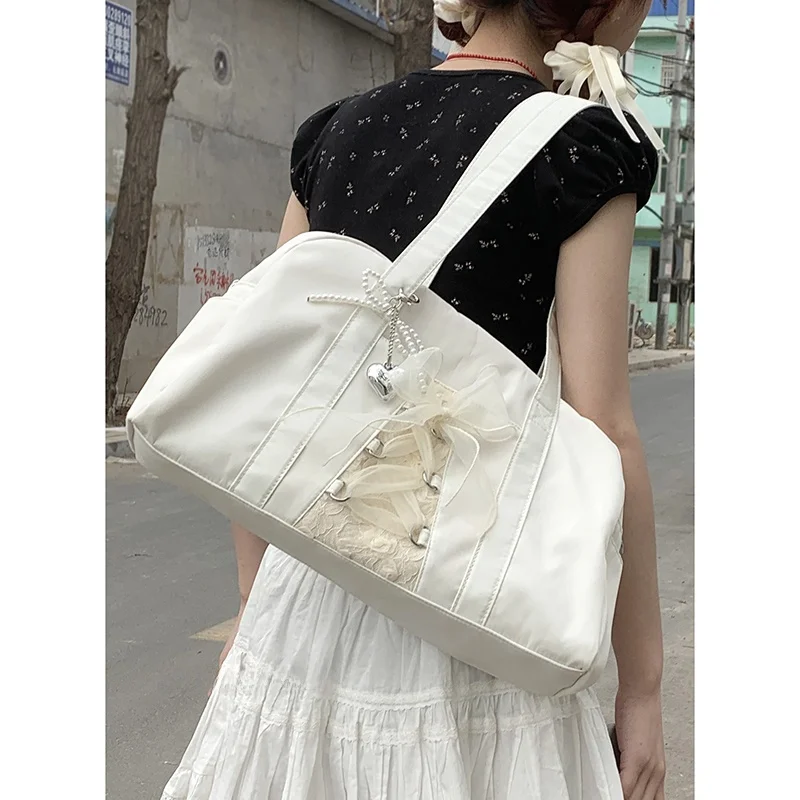 

Large Capaci Women's Ballet Sle Faionable Handheld Fitn Bag Nylon Cloth Commuter Tote Bag Single oulder Bag