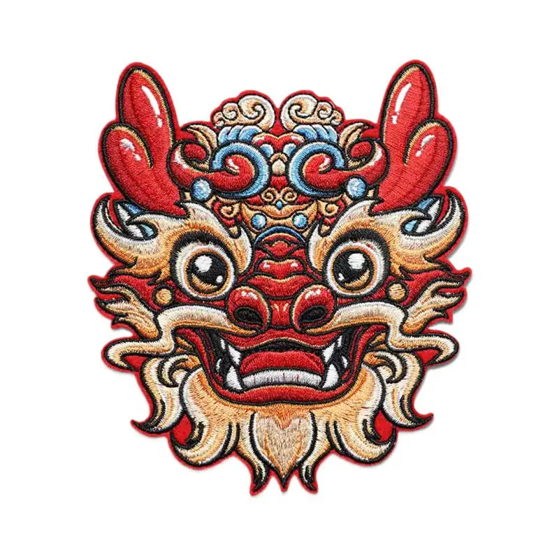 High Quality 1 Piece Sticker On Embroidery Red Dragon Patches Appliques for Hat Caps Dress Clothes DIY Decoration