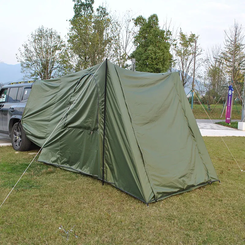 

Tent attachment for campervan tent includes rain fly and storage bag, universal fit, 5-6 person sleeping capacity, with cano