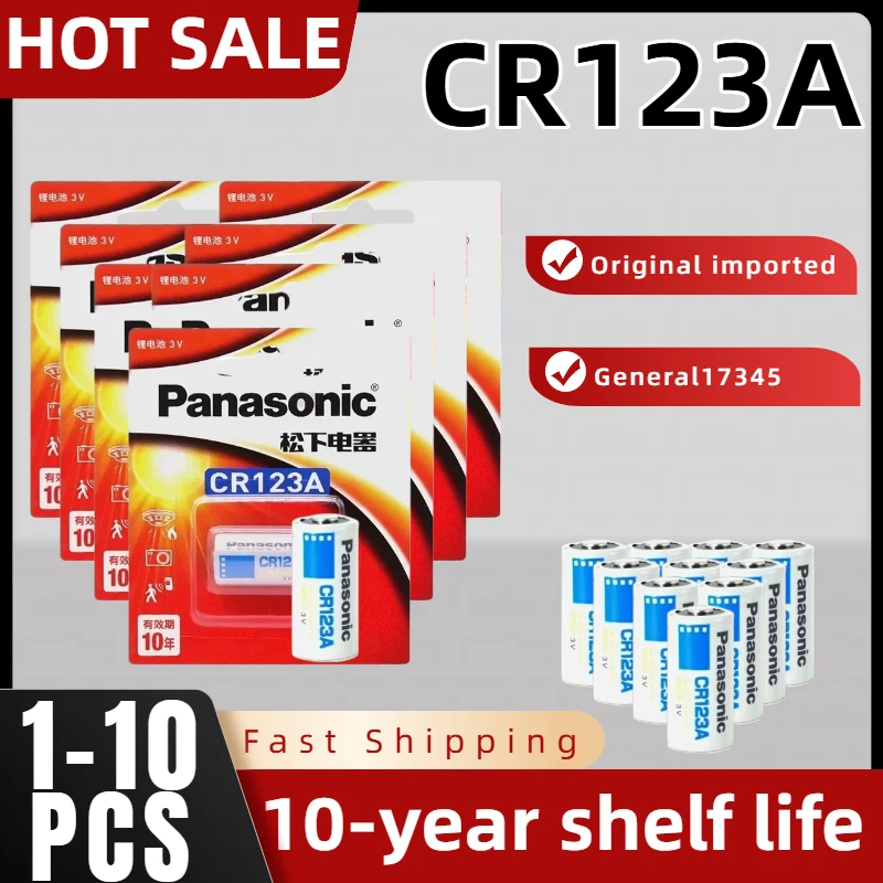 1-10 Uds. Batería de litio Original Panasonic CR123A 3V CR17345 DL123A EL123A 123A para cámara Arlo