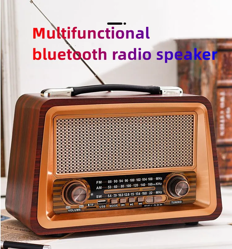 Retro Portable Radio Wireless Bluetooth-compatiable HIFI Speaker Stereo AM/FM Radio Receiver Player USB TF AUX MP3 Classic Style