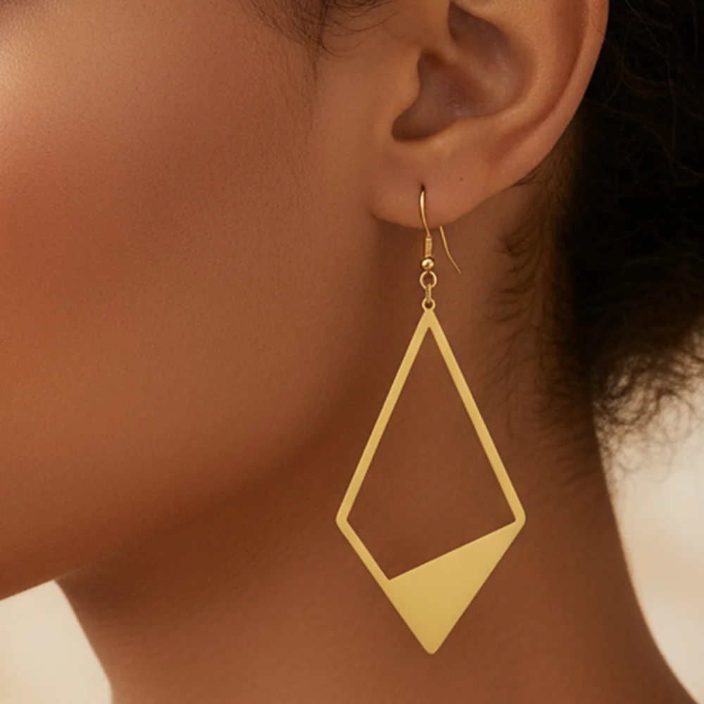Stainless Steel Fashion Geometric Openwork Pendant Earrings Women's Distinctive Trend-Setting Elegant Minimalist Ear Adornments