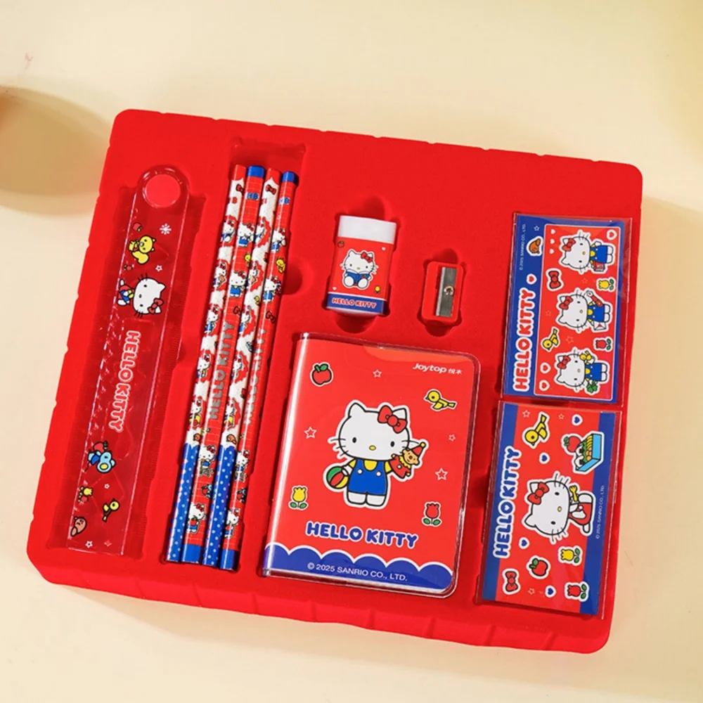 Sanrio Genuine Stationery Box Hello Kitty My Melody Kuromi Planner Pencils Erasers Ruler Learning Set Girls Birthday Gifts