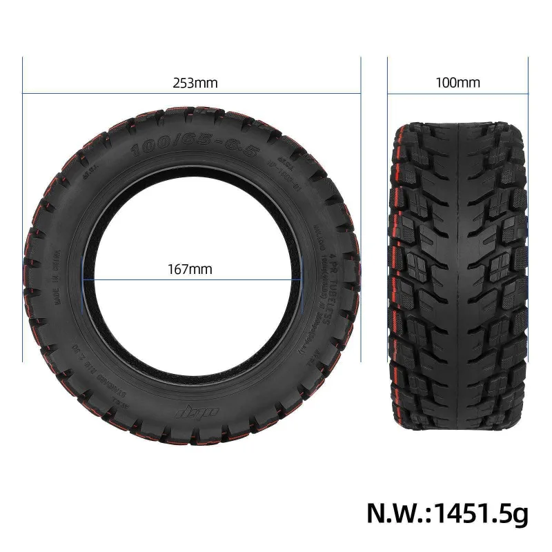 Ulip 100/65-6.5 11 Inch Self-Repair Tubeless Tire Puncture-Proof Off-Road Vacuum for VSETT 11 + ZERO 11X Dualtron view 4