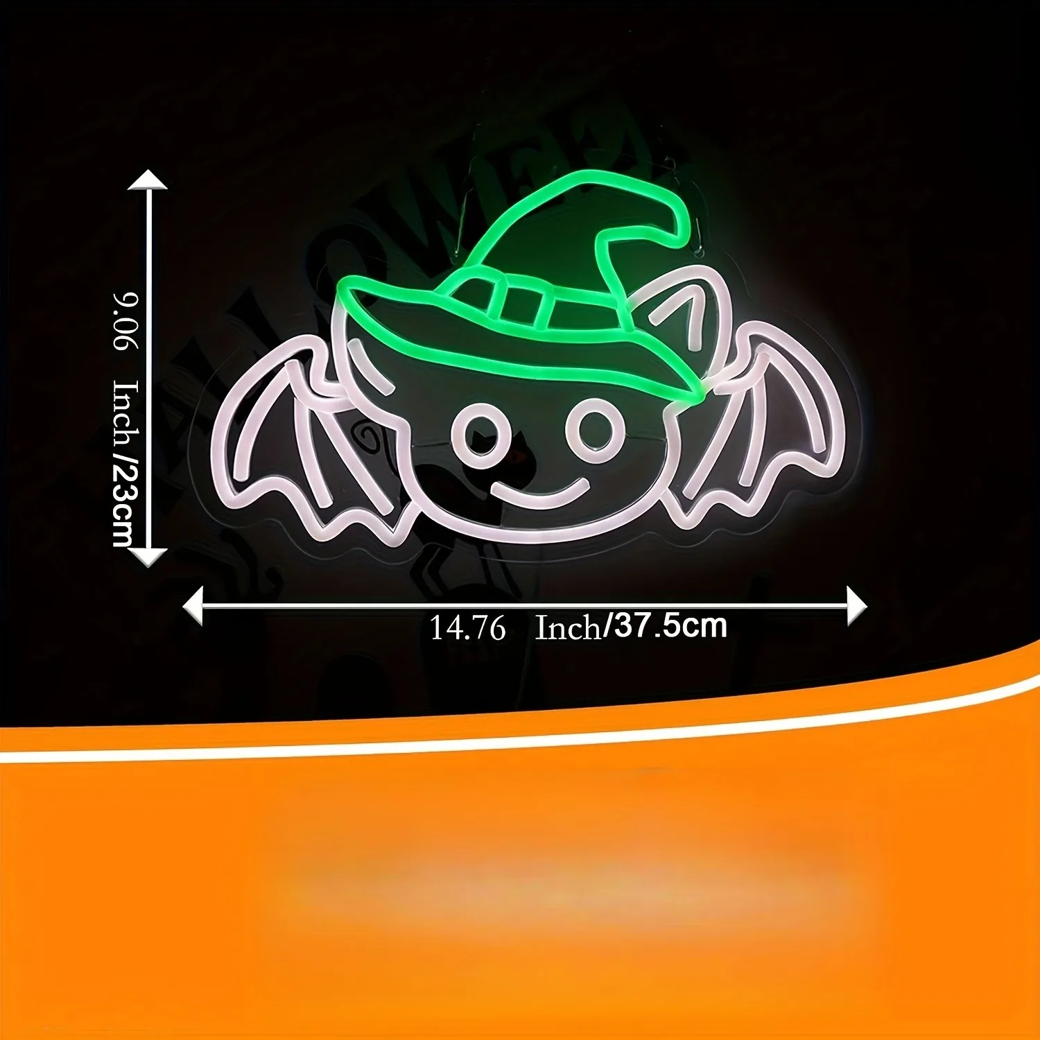 LED Neon Sign Wizard Hat Bat Neon Light Wall Decor for Bedroom Bar Helloween Party Man Cave Gift for Family Friend USB Powered