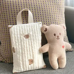 Cotton Baby Diaper Bag Nappy Pouch Travel Stroller Storage Bags South Korea's Ins Cute Bear Embroidery Mommy Bag Handbags