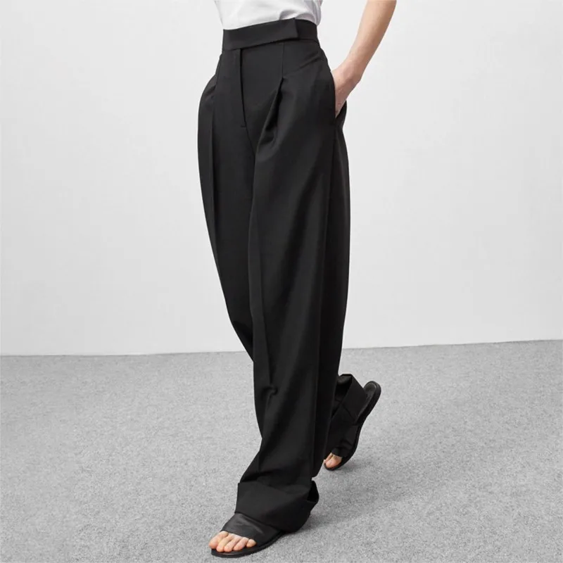 

High Waisted Floor Length Trousers With Loose Drape Women's Wide Leg Trousers Commuting Suit Trousers New Autumn Winter Styles