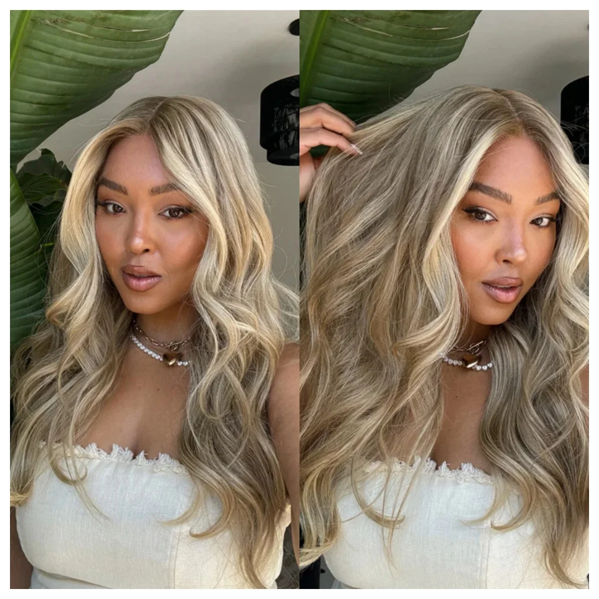 วิกผมสังเคราะห์ลูกไม้ด้านหน้าด้านหน้า Ash สีน้ําตาลผสมสีบลอนด์ไฮไลท์วิกผมคุณภาพสูงสําหรับผู้หญิงวิกผมนุ่ม 24 นิ้ววิกผมสังเคราะห์ทนความร้อน