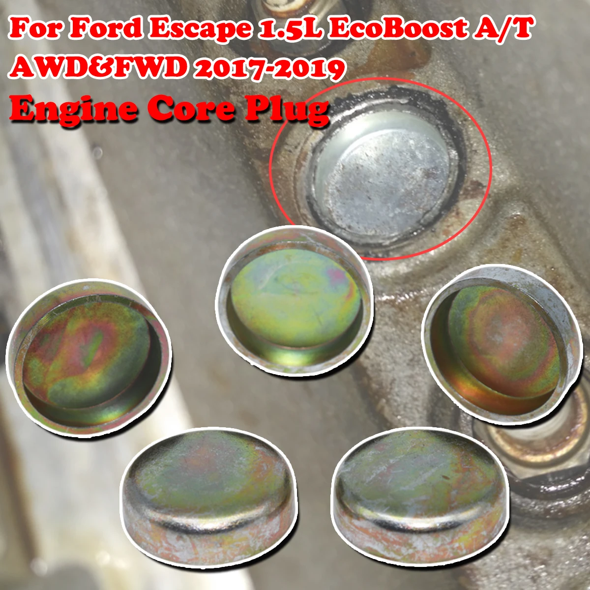 

5pc Car Engine Core Plug W528007S900 Freeze Expansion Welch Zinc Plated Cup For Ford Escape 1.5L EcoBoost A/T AWD&FWD 2017-2019