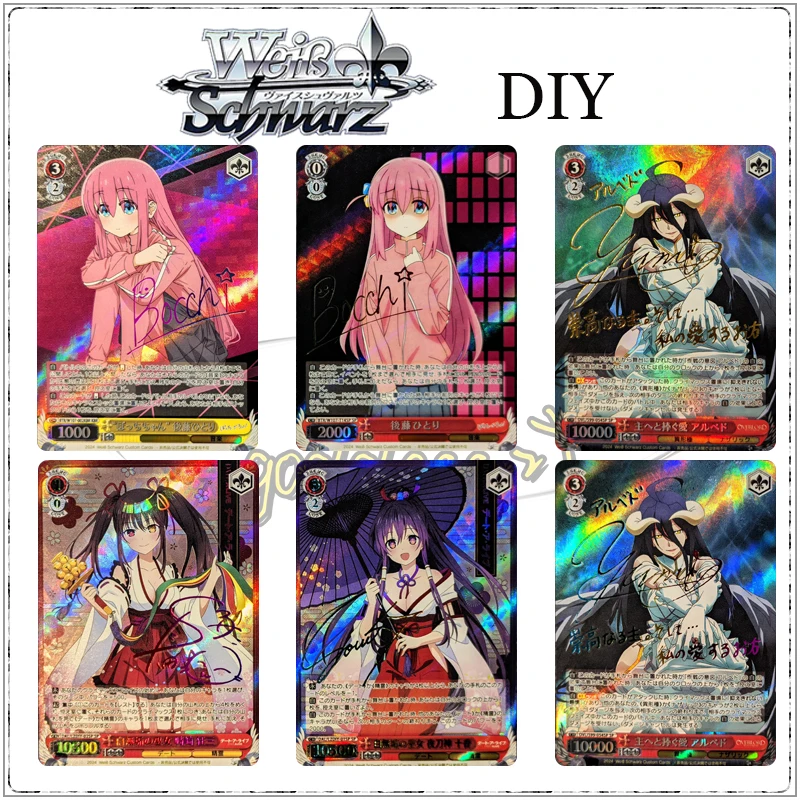 Anime Goddess Story Diy Tokisaki Kurumi Gotoh Hitori Albedo Game Bronzing Rare Collection Flash Card Boys Toys Christmas Gift