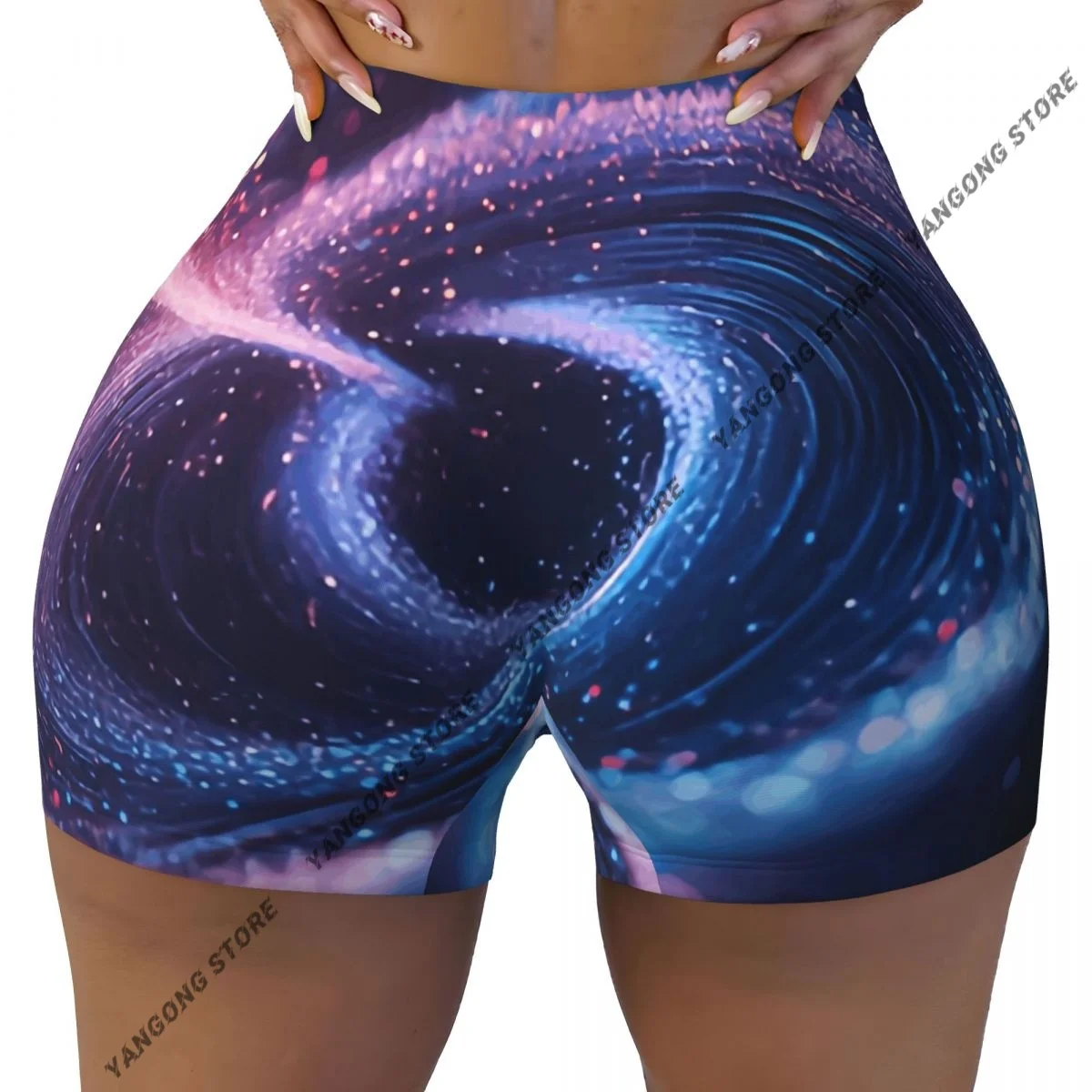 

Женские шорты для йоги с эффектом сияния и спиральными блестками, моделирующие ягодицы, комфортные для фитнеса и спортзала