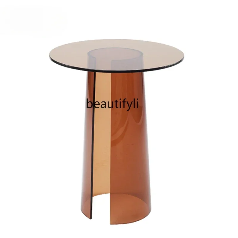 

LXRound acrylic transparent coffee table sofa small side balcony modern living room simple designer model roomSSS