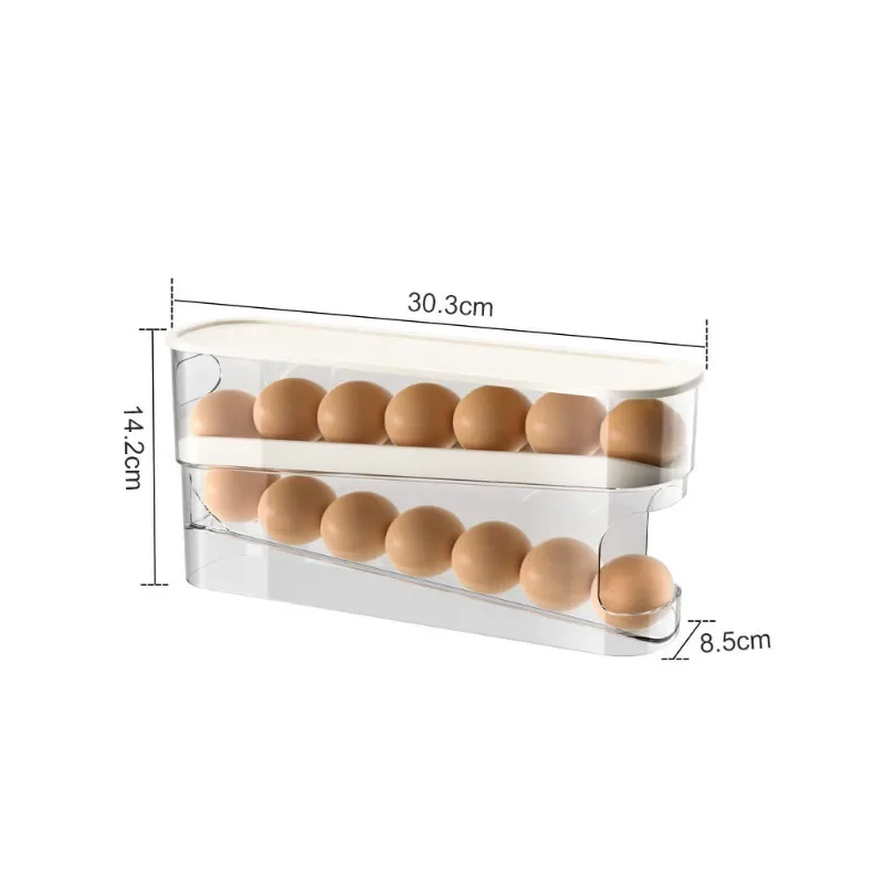 A Household Slide Type Simple Refrigerator Side Door Fresh-Keeping Storage Box Double-Layer Rolling Kitchen Household Egg Holder