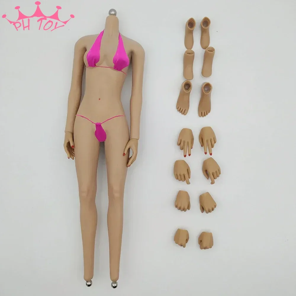 1/6 Scale Asian Girl Super Flexible Body Detachable Feet 12inch Seamless Skeleton Action Figure Dolls Big Breast Medium Chest