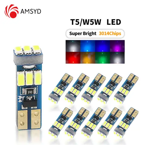 10 Uds nuevo T5 W3W W1.2W 70 73 74 bombillas LED superbrillantes indicador de advertencia de coche luz de grupo de instrumentos lámparas de calibre de tablero automático