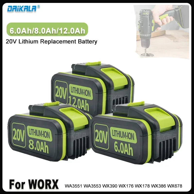 Daikala Replacement Battery WA3553/WA3551 for Worx 20V Battery Power Tools WA3551 WA3572 WA3553 WX390 WA3551 WX176 WX178 WU268