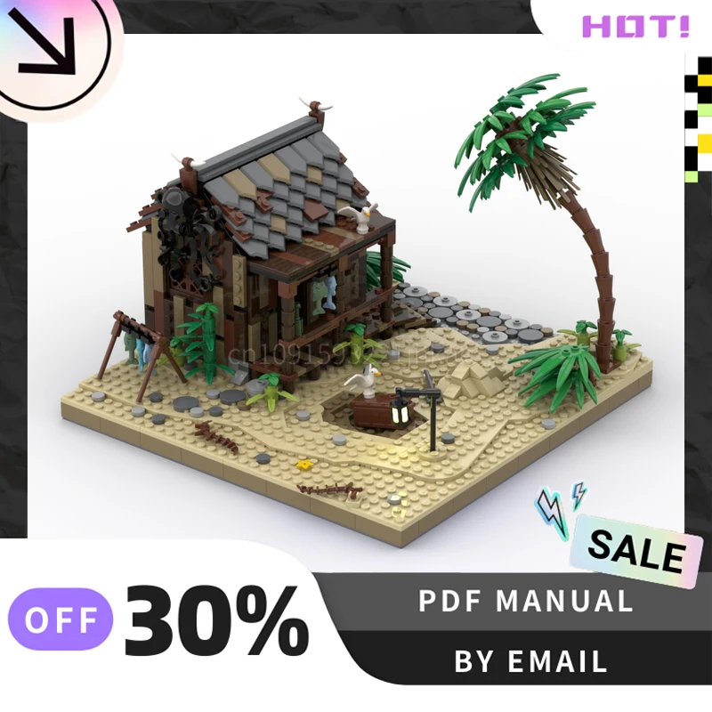 

[920 шт.] индивидуальный набор креативных строительных блоков MOC Fisherman's Hut STEM, развивающие игрушки, комплект строительной модели, подарки на день рождения