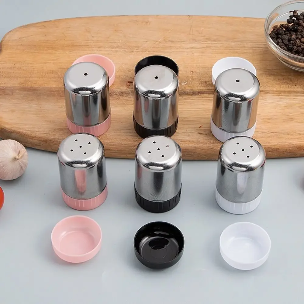 

Stainless Steel 5-hole Salt Shaker Portable Mini seasoning Bottle with Dust Cover Small Pepper Bottle Condiment Jar Kitchen Tool