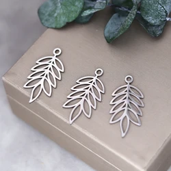 3pcs Stainless Steel Leaves Branch Tree Charms Plant Pendant For Earring Necklace Making Diy Handmade Craft