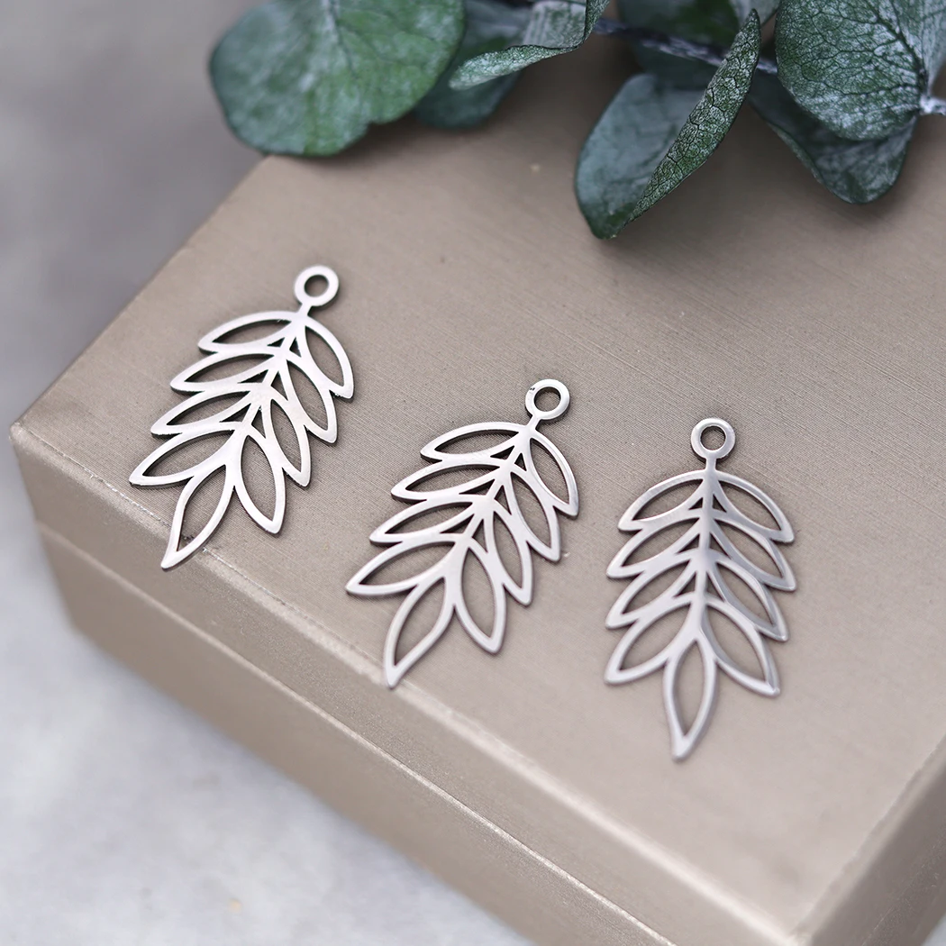 3 szt. Liście ze stali nierdzewnej gałąź drzewo Charms wisiorek z rośliną na kolczyki naszyjnik Making Diy Handmade Craft