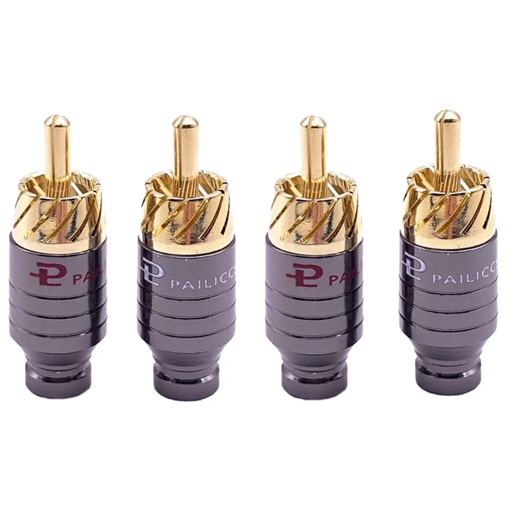 

4Pcs Premium Gold-Plated RCA Plug Jack Connectors - High-End Audio/Speaker Input/Output Adapter with Earphone Jack Compatibility