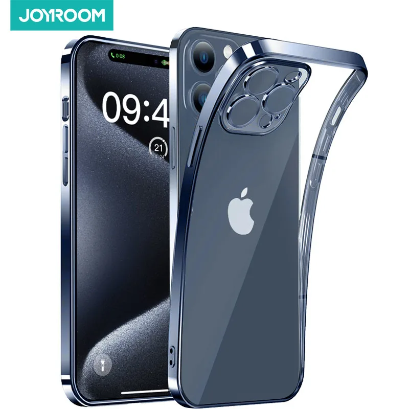 Joyroom Plating Case For iPhone 15 14 13 ProMax Full Lens Cover Protection Anti-fall Soft TPU Clear Case For iPhone 14 Pro Case