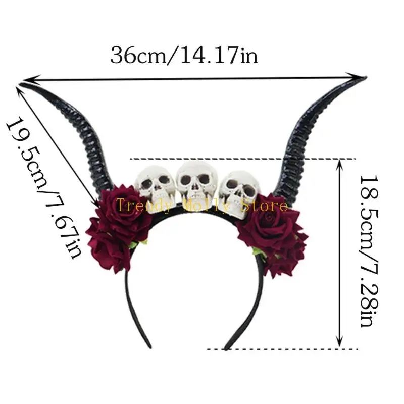 N5KB غطاء رأس أنيق على شكل قرن الشيطان لأزياء الهالوين يتميز بتفاصيل دانتيل دقيقة
