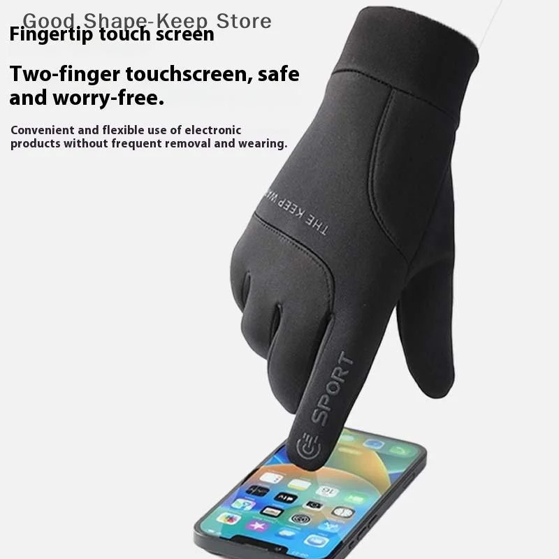 PC الخريف الشتاء في الهواء الطلق قفازات ركوب الدراجات رياضة اللياقة البدنية الرياضة الجري الدافئة شاشة تعمل باللمس نونسليب قفازات دراجة نارية قفازات الرجال السود #5