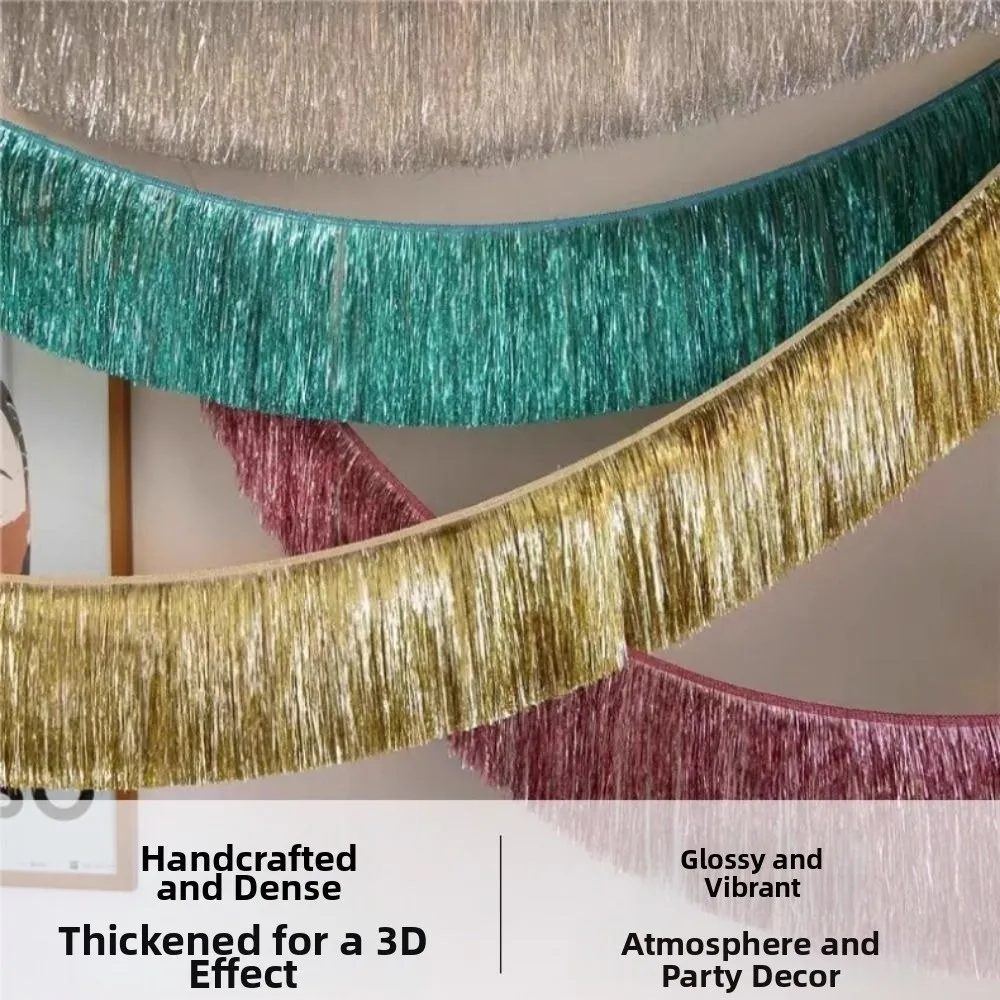 Multicolor Drizzle Garland Metallic Tinsel Encryption Foil Fringe Thickening Background Ornament Glitter Fringe