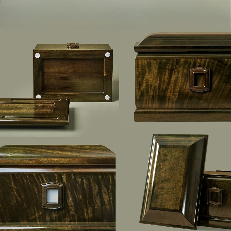 Golden nanmu urn, sunken wood ashes solid wood birthday box