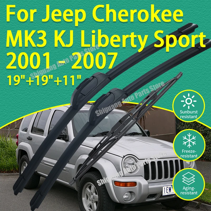 

Front Rear Silicone Coating Wipers for Jeep Cherokee MK3 KJ Liberty Sport 2001 - 2007 Car Wiper Windshield Blades Accessories