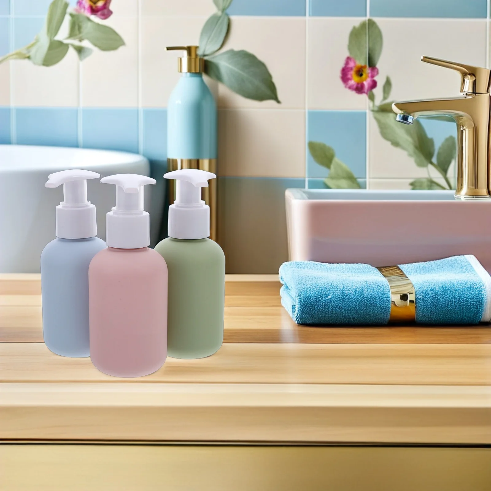 3Pcs Portable Travel Bottle Set 100Ml Refillable Leak Proof Pump Dispensers for Liquid Soap Shampoo Moisturizer Daily Use