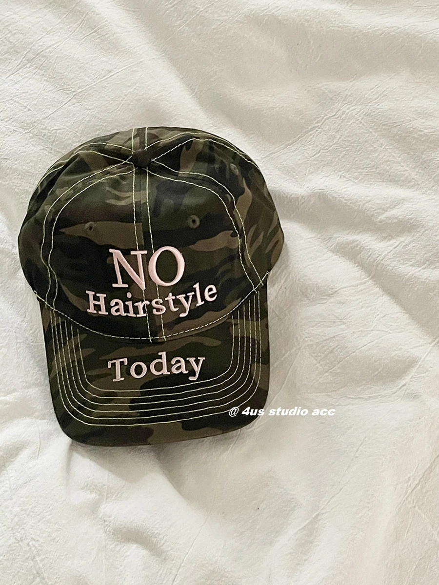 

Camouflage Letters Embroidered Street Tide Brand Peaked Cap Women's Face-Looking Small Curved Brim Baseball Cap