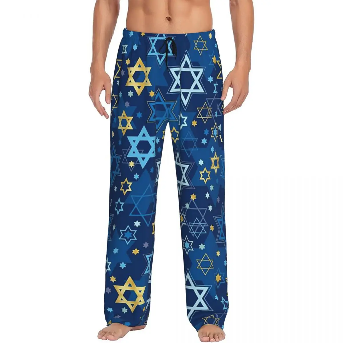 

Custom Star Of David Print Pajama Pants Men Sleepwear Sleep Lounge Bottoms with Pockets