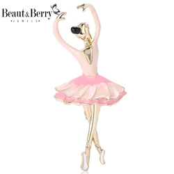 Beaut&Berry Trendy Enamel Ballet Girl Brooches for Women Unisex Character Pins Friends Party Gifts Banquet Jewellery Accessories
