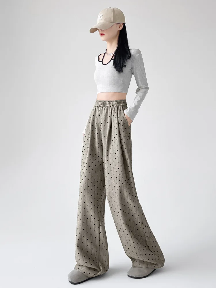 Szerokie spodnie z frędzlami, elastyczna talia, proste nogawki, damskie, jesienne, ocieplane, o prostym kroju, retro, młodzieżowe, do szkoły, do pracy, flanelowe spodnie.