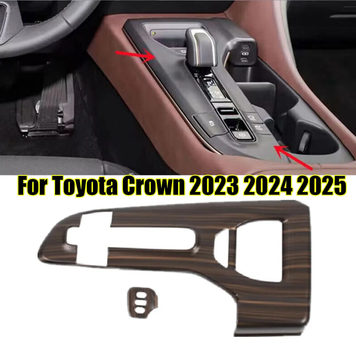 Wood Grain Inner Gear Shift Box Panel Cover Trim For Toyota Crown 2023 2024 2025