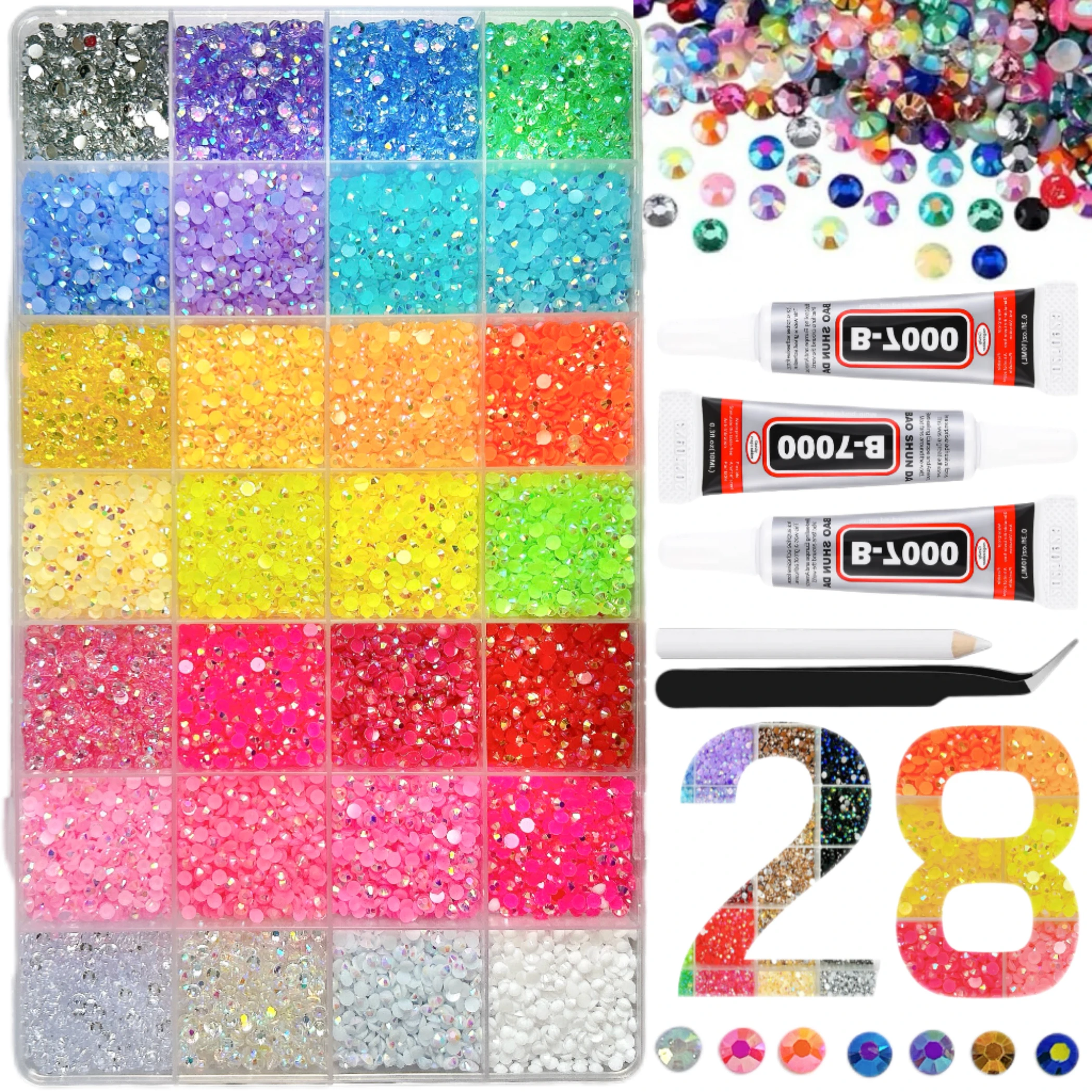 1 doosje Hot Selling Nagelsteentjes Versieringsset 3D Multicolor 3mm Hars Diamant Sieraden DIY Telefoonhoesje Nagels Art Accessoires