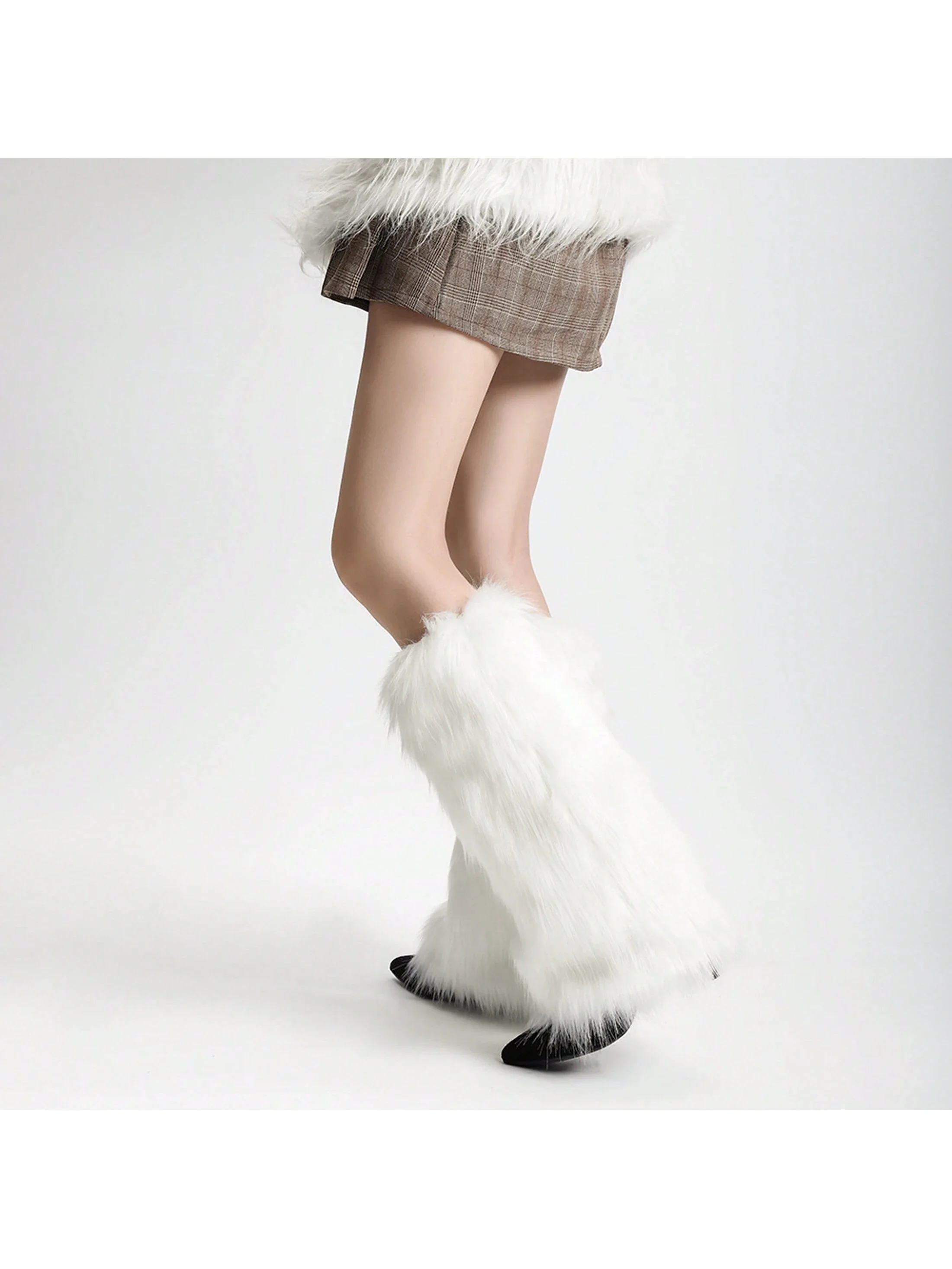 1 paio di scaldamuscoli finti bianchi da 20/40 cm per l'inverno, adatti per l'uso quotidiano o costumi di attività festival per feste, decorazioni per le gambe