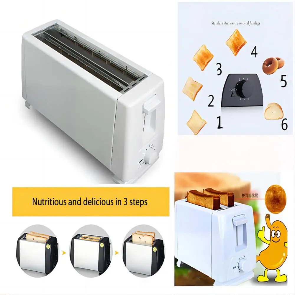 4 Slice Toaster, White Multifunction Breakfast Machine, Home Breakfast Machine Toaster, Sandwich Toaster